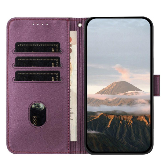 For Samsung Galaxy S24+ 5G Triangle Pattern Buckle Clasp Leather Phone Case(Dark Purple)