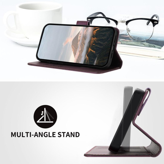 For Samsung Galaxy S24+ 5G Triangle Pattern Buckle Clasp Leather Phone Case(Dark Purple)