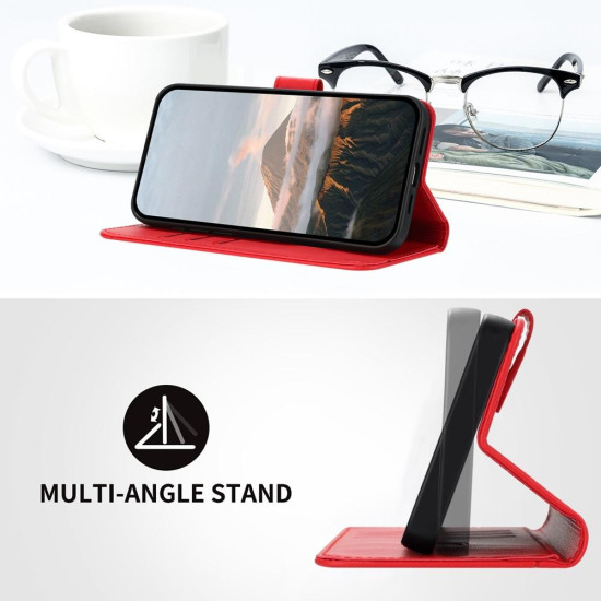 For Samsung Galaxy S24+ 5G Triangle Pattern Buckle Clasp Leather Phone Case(Red)