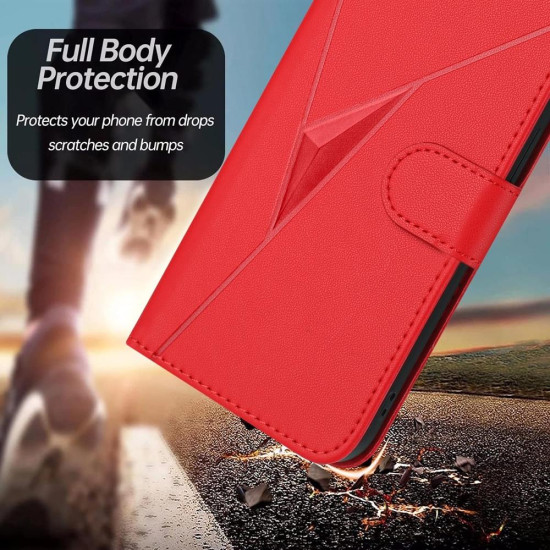 For Samsung Galaxy S24+ 5G Triangle Pattern Buckle Clasp Leather Phone Case(Red)