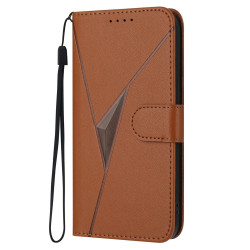 For Samsung Galaxy S24+ 5G Triangle Pattern Buckle Clasp Leather Phone Case(Brown)