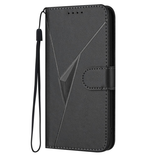 For Samsung Galaxy S24+ 5G Triangle Pattern Buckle Clasp Leather Phone Case(Black)