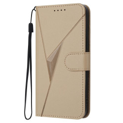 For Samsung Galaxy S24+ 5G Triangle Pattern Buckle Clasp Leather Phone Case(Gold)