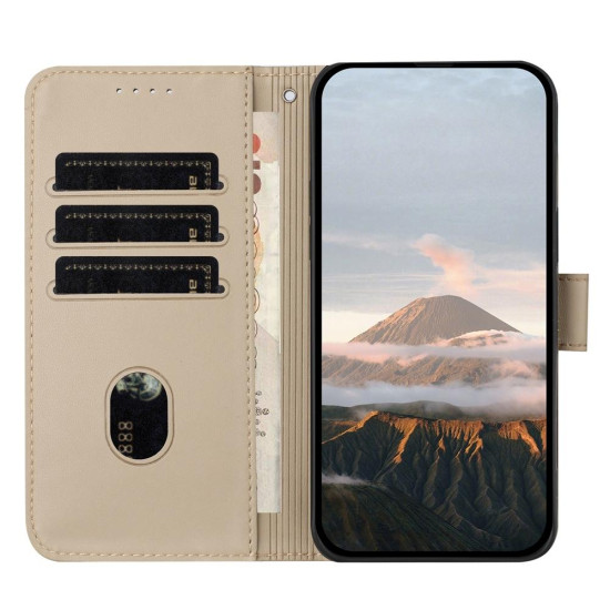 For Samsung Galaxy S24+ 5G Triangle Pattern Buckle Clasp Leather Phone Case(Gold)