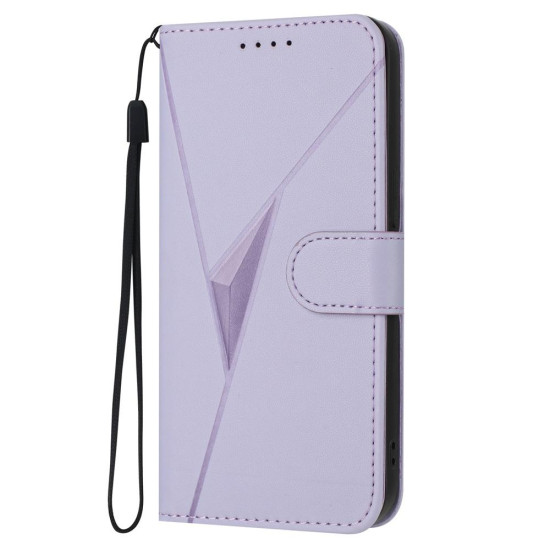 For Samsung Galaxy S24+ 5G Triangle Pattern Buckle Clasp Leather Phone Case(Light Purple)