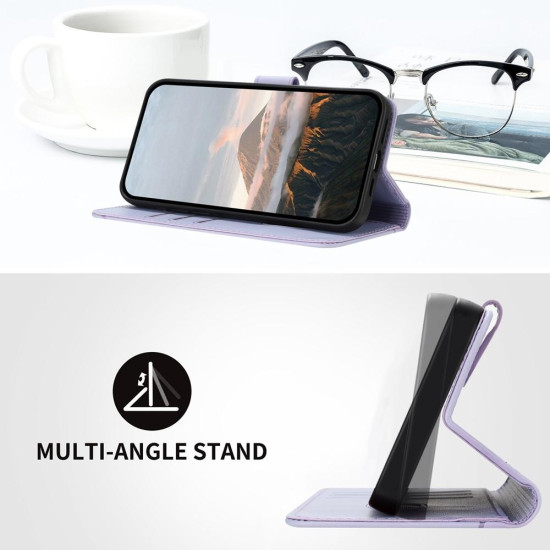 For Samsung Galaxy S24+ 5G Triangle Pattern Buckle Clasp Leather Phone Case(Light Purple)