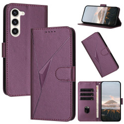 For Samsung Galaxy S23+ 5G Triangle Pattern Buckle Clasp Leather Phone Case(Dark Purple)