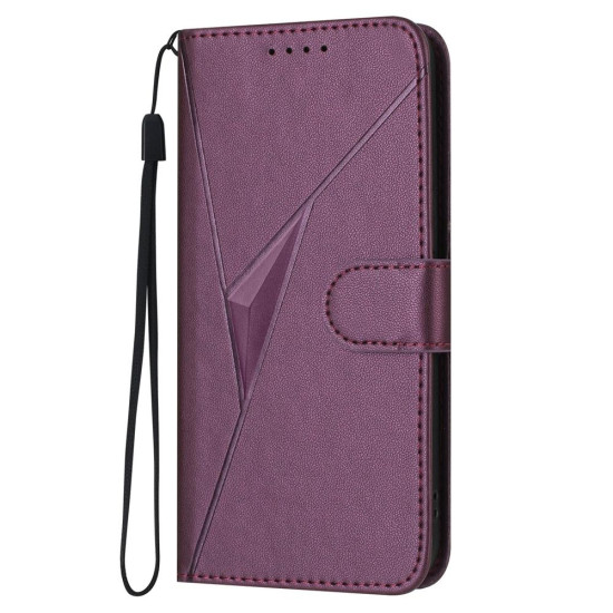 For Samsung Galaxy S23+ 5G Triangle Pattern Buckle Clasp Leather Phone Case(Dark Purple)