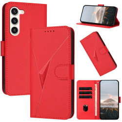 For Samsung Galaxy S23+ 5G Triangle Pattern Buckle Clasp Leather Phone Case(Red)