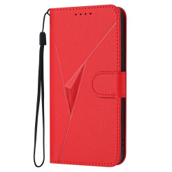 For Samsung Galaxy S23+ 5G Triangle Pattern Buckle Clasp Leather Phone Case(Red)