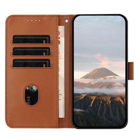 For Samsung Galaxy S23+ 5G Triangle Pattern Buckle Clasp Leather Phone Case(Brown)