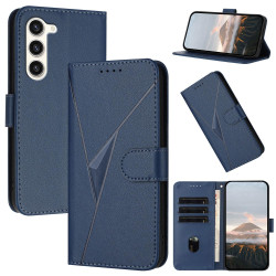 For Samsung Galaxy S23+ 5G Triangle Pattern Buckle Clasp Leather Phone Case(Royal Blue)