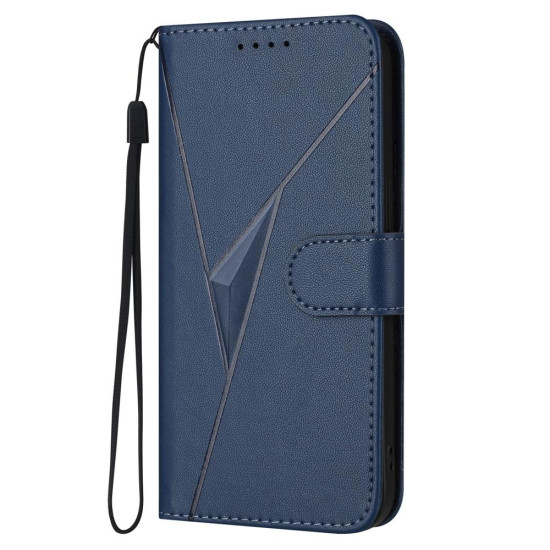 For Samsung Galaxy S23+ 5G Triangle Pattern Buckle Clasp Leather Phone Case(Royal Blue)