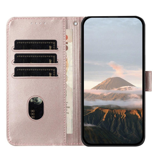 For Samsung Galaxy S23+ 5G Triangle Pattern Buckle Clasp Leather Phone Case(Rose Gold)