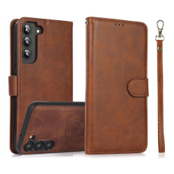 For Samsung Galaxy S23 5G Calf Texture 2 in 1 Detachable Magnetic Back Cover Leather Case(Brown)