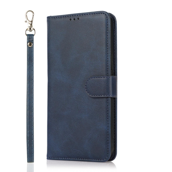For Samsung Galaxy S23 5G Calf Texture 2 in 1 Detachable Magnetic Back Cover Leather Case(Blue)