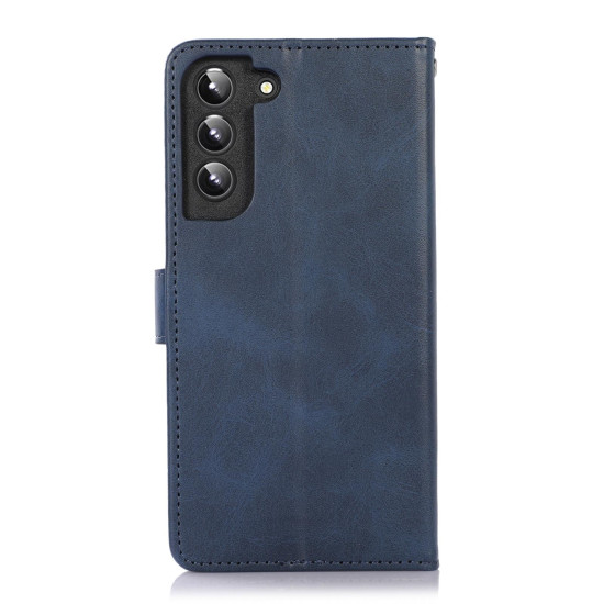 For Samsung Galaxy S23 5G Calf Texture 2 in 1 Detachable Magnetic Back Cover Leather Case(Blue)