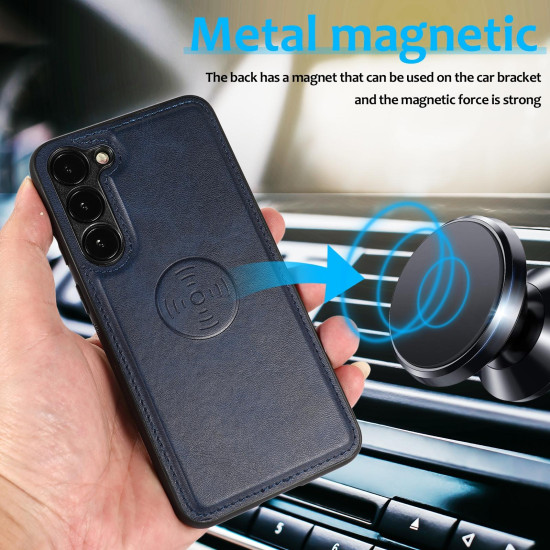 For Samsung Galaxy S23 5G Calf Texture 2 in 1 Detachable Magnetic Back Cover Leather Case(Blue)