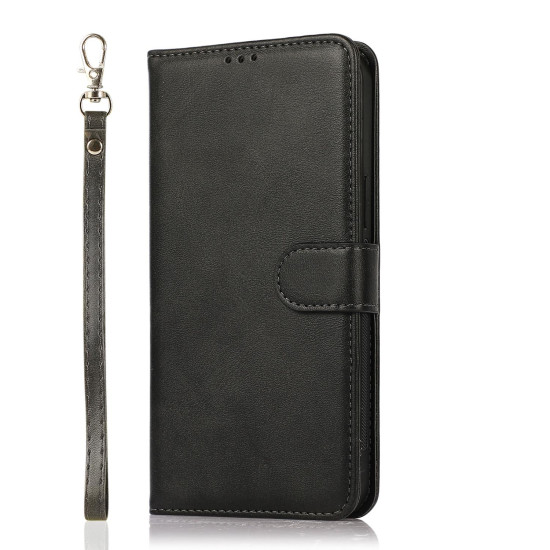 For Samsung Galaxy S24+ 5G Calf Texture 2 in 1 Detachable Magnetic Back Cover Leather Case(Black)
