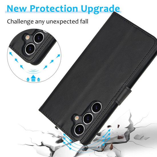 For Samsung Galaxy S24+ 5G Calf Texture 2 in 1 Detachable Magnetic Back Cover Leather Case(Black)