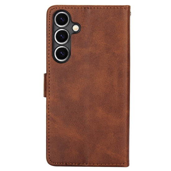 For Samsung Galaxy S24+ 5G Calf Texture 2 in 1 Detachable Magnetic Back Cover Leather Case(Brown)