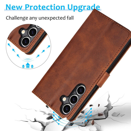 For Samsung Galaxy S24+ 5G Calf Texture 2 in 1 Detachable Magnetic Back Cover Leather Case(Brown)