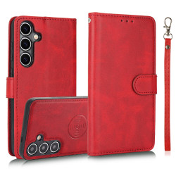 For Samsung Galaxy S24+ 5G Calf Texture 2 in 1 Detachable Magnetic Back Cover Leather Case(Red)