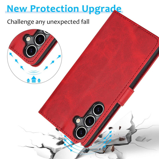 For Samsung Galaxy S24+ 5G Calf Texture 2 in 1 Detachable Magnetic Back Cover Leather Case(Red)