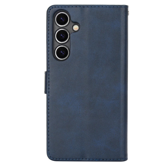 For Samsung Galaxy S24+ 5G Calf Texture 2 in 1 Detachable Magnetic Back Cover Leather Case(Blue)