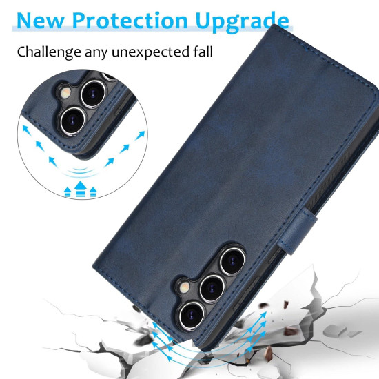 For Samsung Galaxy S24+ 5G Calf Texture 2 in 1 Detachable Magnetic Back Cover Leather Case(Blue)
