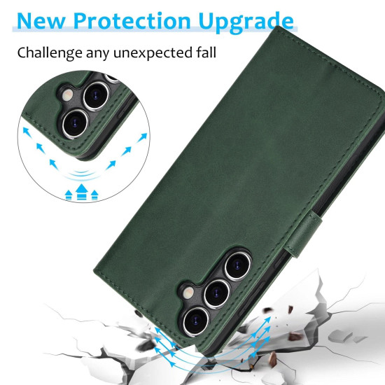 For Samsung Galaxy S24+ 5G Calf Texture 2 in 1 Detachable Magnetic Back Cover Leather Case(Green)