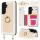 For Samsung Galaxy S24+ 5G Double Bckle Card Slot Full Coverage Phone Case with Cross-body Strap(White)