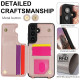 For Samsung Galaxy S24+ 5G Double Bckle Card Slot Full Coverage Phone Case with Cross-body Strap(Rose Gold)