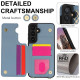 For Samsung Galaxy S24+ 5G Double Bckle Card Slot Full Coverage Phone Case with Cross-body Strap(Blue)