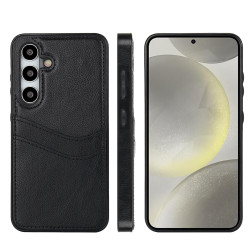 For Samsung Galaxy S24+ 5G Litchi Leather Skin Card Slots Phone Case(Black)