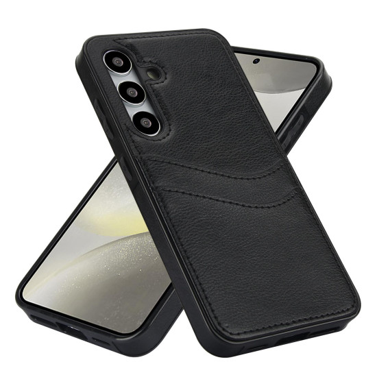 For Samsung Galaxy S24+ 5G Litchi Leather Skin Card Slots Phone Case(Black)