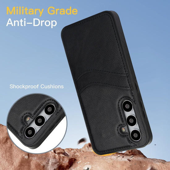 For Samsung Galaxy S24+ 5G Litchi Leather Skin Card Slots Phone Case(Black)