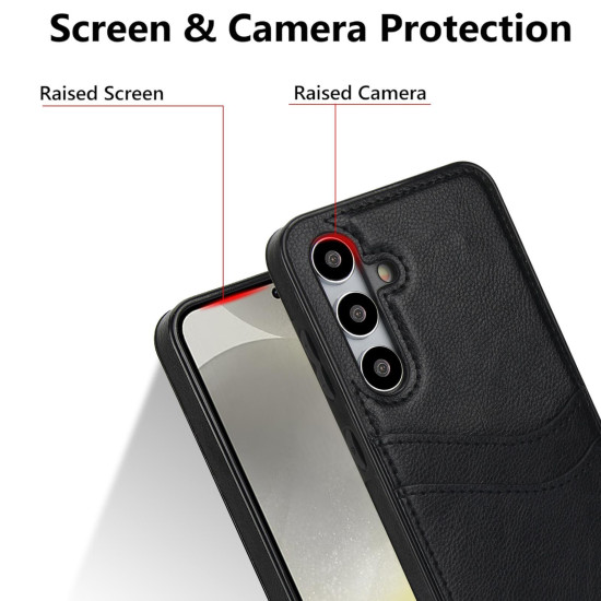 For Samsung Galaxy S24+ 5G Litchi Leather Skin Card Slots Phone Case(Black)