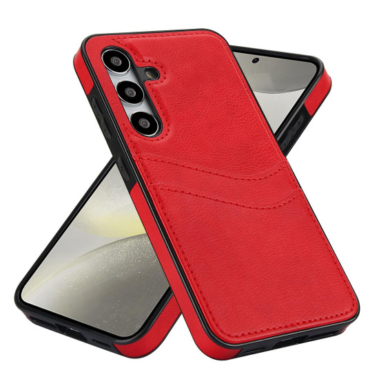 For Samsung Galaxy S24+ 5G Litchi Leather Skin Card Slots Phone Case(Red)