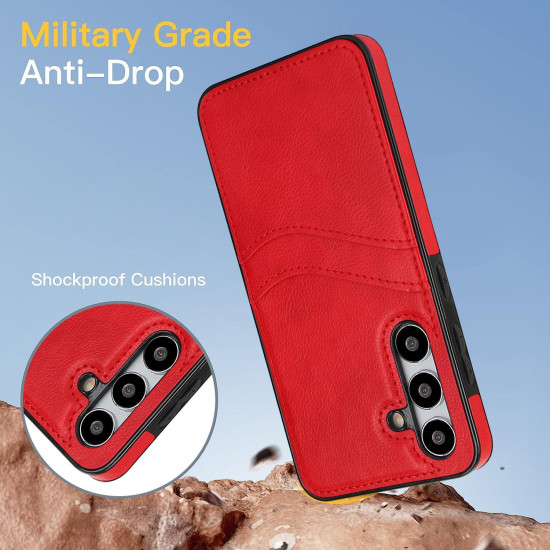 For Samsung Galaxy S24+ 5G Litchi Leather Skin Card Slots Phone Case(Red)