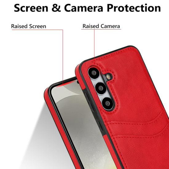 For Samsung Galaxy S24+ 5G Litchi Leather Skin Card Slots Phone Case(Red)