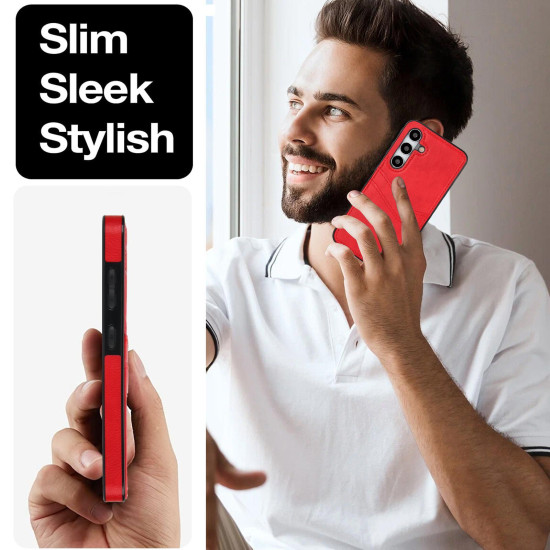For Samsung Galaxy S24+ 5G Litchi Leather Skin Card Slots Phone Case(Red)