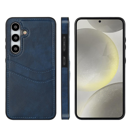 For Samsung Galaxy S24+ 5G Litchi Leather Skin Card Slots Phone Case(Blue)