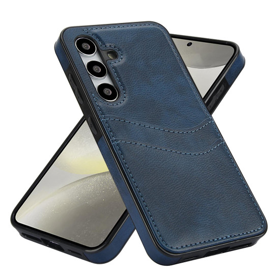 For Samsung Galaxy S24+ 5G Litchi Leather Skin Card Slots Phone Case(Blue)