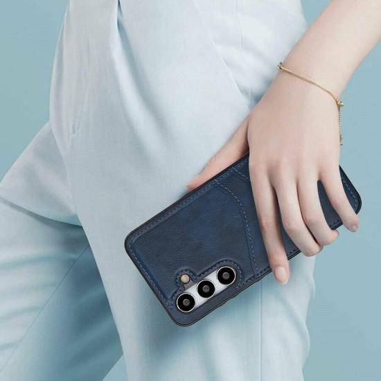 For Samsung Galaxy S24+ 5G Litchi Leather Skin Card Slots Phone Case(Blue)