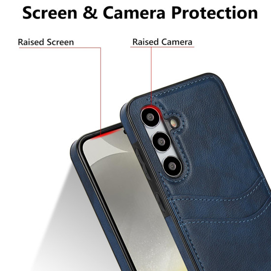 For Samsung Galaxy S24+ 5G Litchi Leather Skin Card Slots Phone Case(Blue)