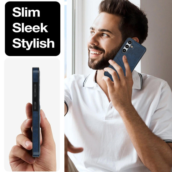 For Samsung Galaxy S24+ 5G Litchi Leather Skin Card Slots Phone Case(Blue)