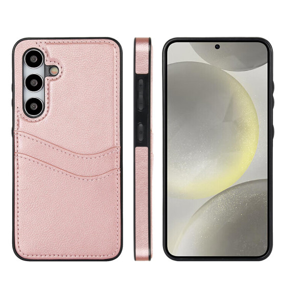 For Samsung Galaxy S24+ 5G Litchi Leather Skin Card Slots Phone Case(Rose Gold)