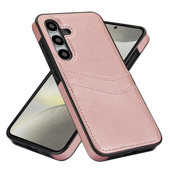 For Samsung Galaxy S24+ 5G Litchi Leather Skin Card Slots Phone Case(Rose Gold)