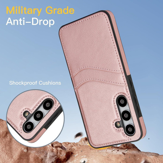 For Samsung Galaxy S24+ 5G Litchi Leather Skin Card Slots Phone Case(Rose Gold)